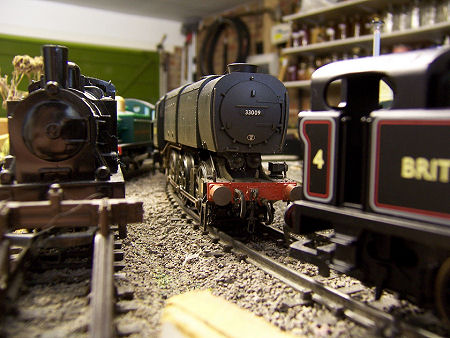 A collection of locomotives outside the Michel Delving 'Old Shed'.